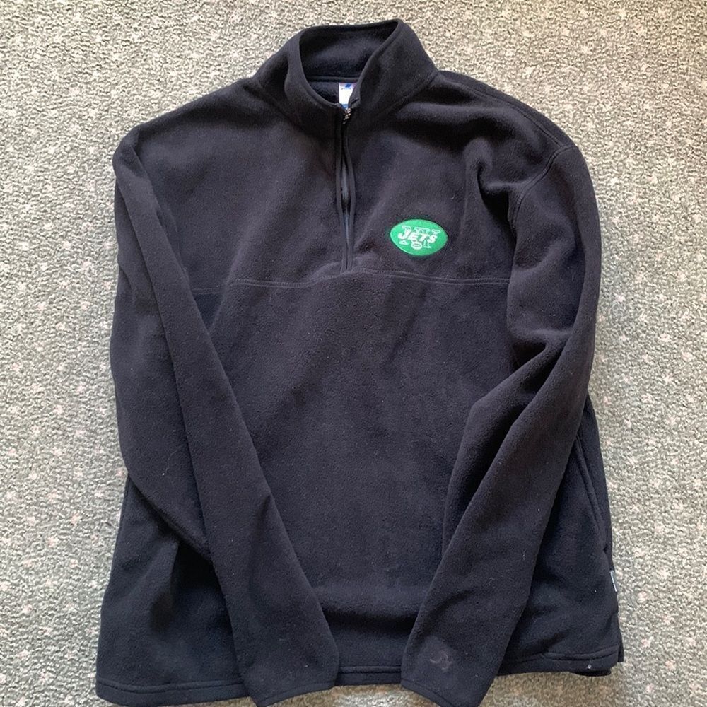 Russell Athletic New York Jets‎ Fleece Pullover Mens XL Black Quarter Zip Jacket